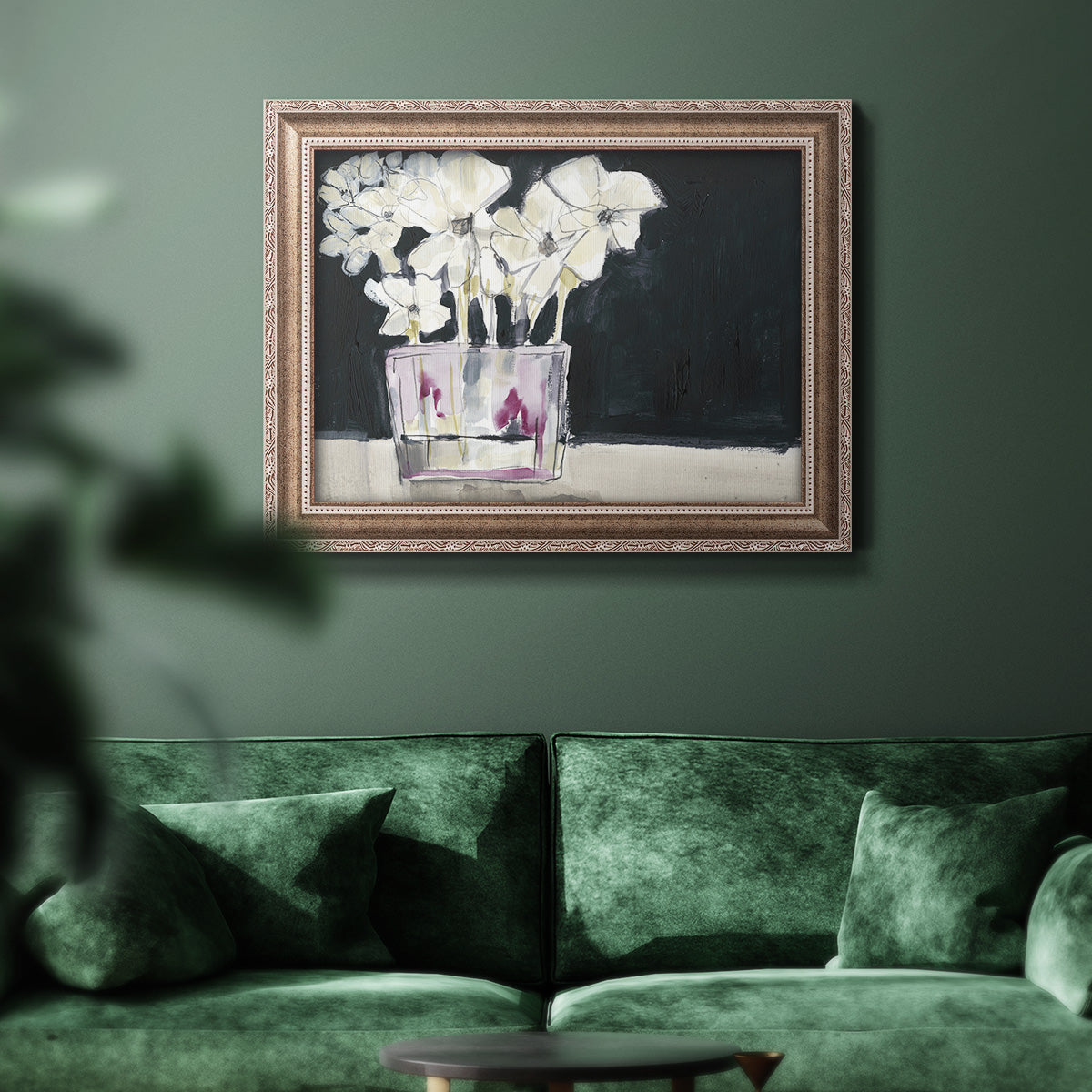 White Flowers in Fuchsia II Premium Framed Canvas- Ready to Hang