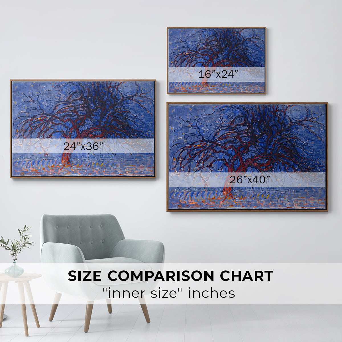 The Red Tree, 1909 - Floater Framed Canvas Print