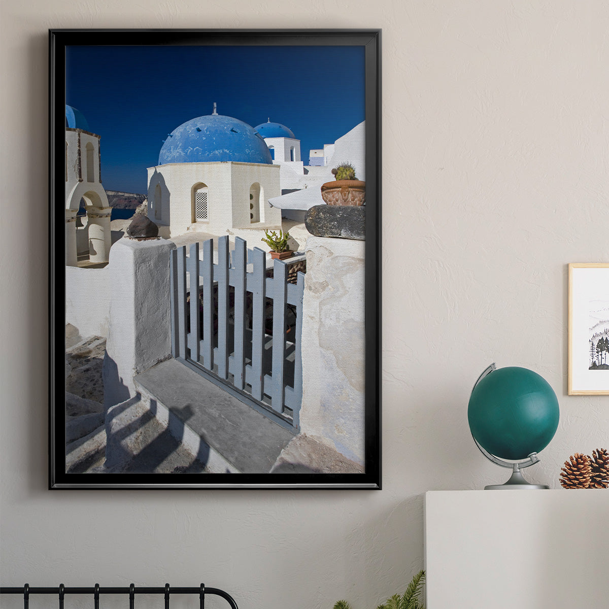 Santorini Sidewalk - Modern Framed Canvas Print
