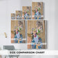 Size comparison chart for canvas art prints, showing multiple size options.