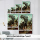 Size comparison chart for canvas art prints, showing multiple size options.