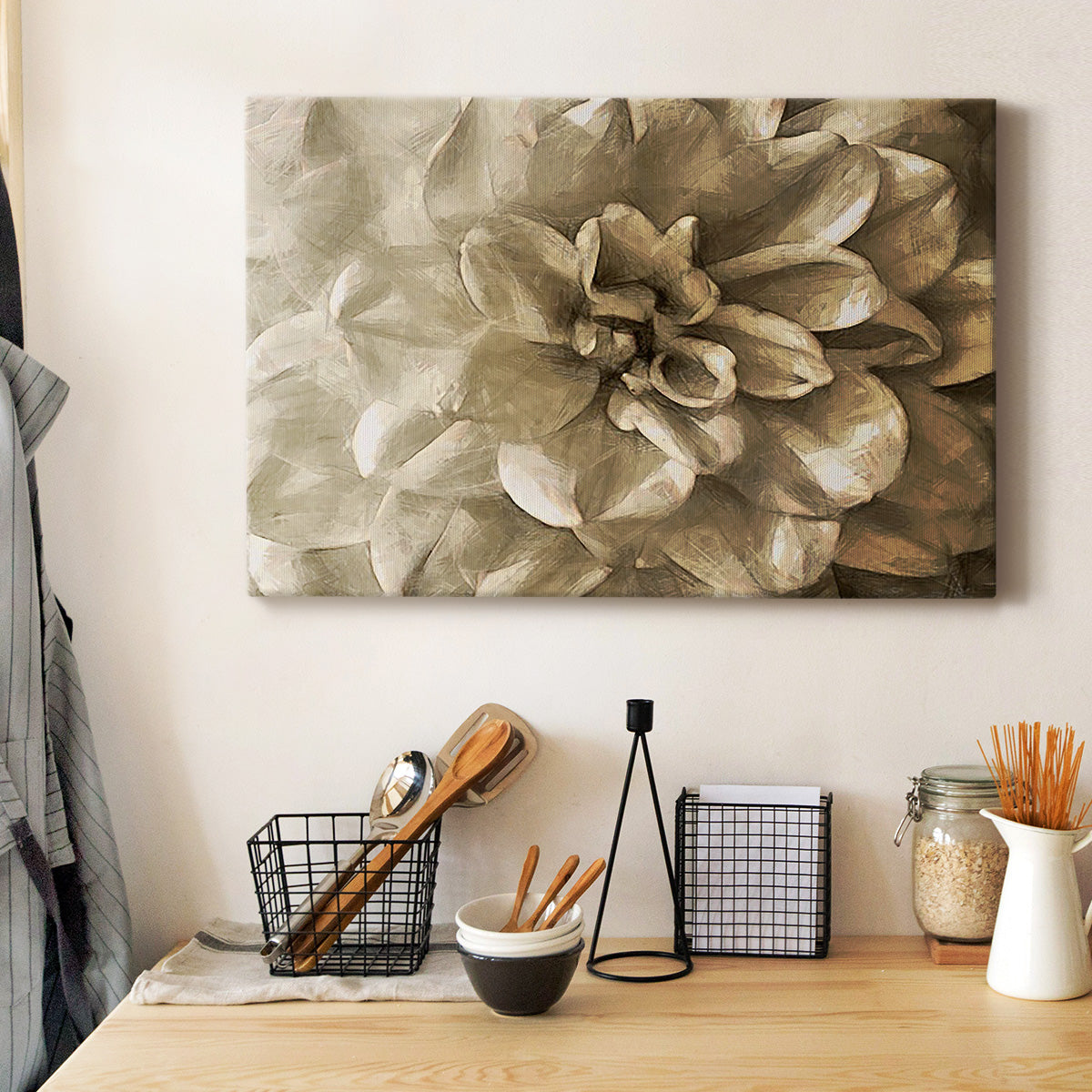 Neutral Wall Flower III - Canvas Art Print