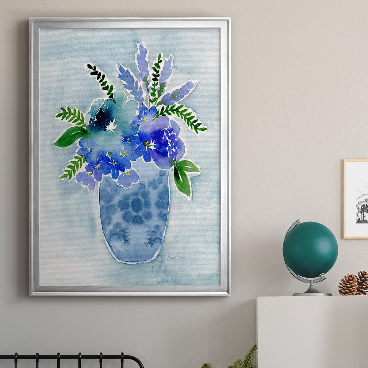 Blue Bouquet I - Modern Framed Canvas Print