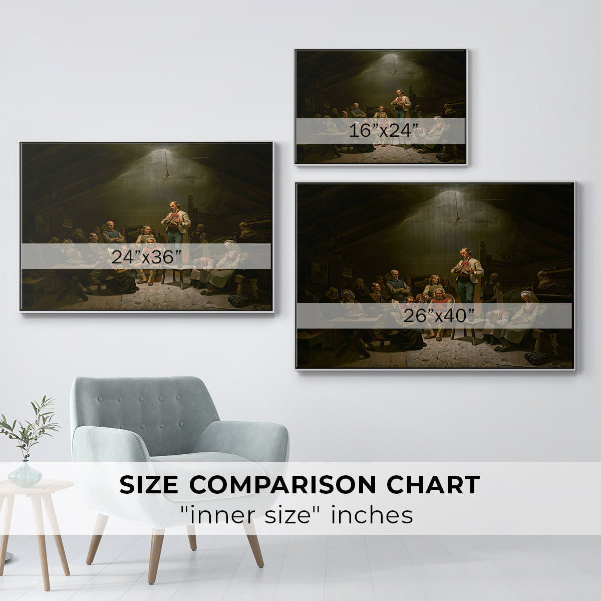 Low Church Devotion (Haugianerne), 1848 - Floater Framed Canvas Print