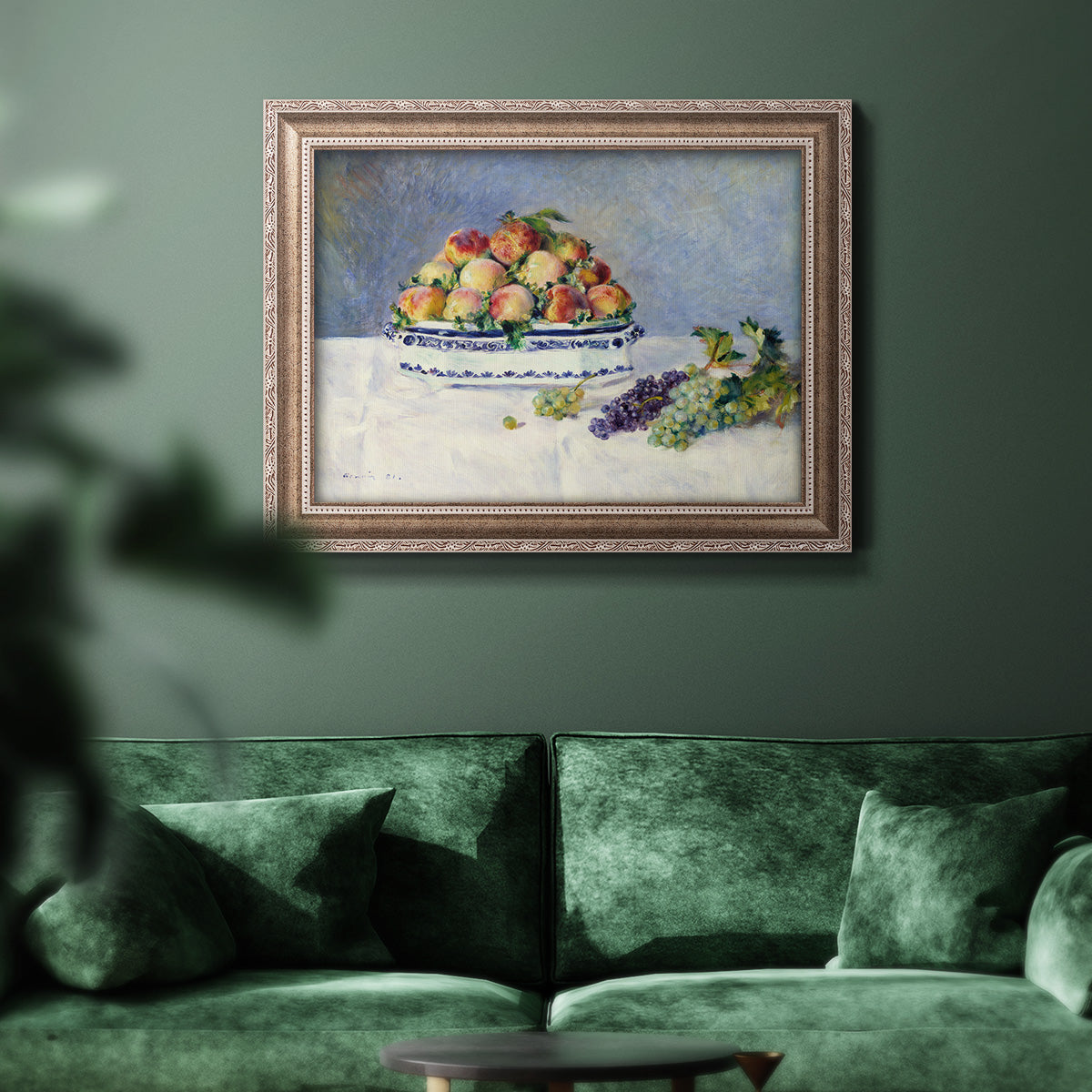 Still Life with Peaches and Grapes Premium Framed Canvas- Ready to Hang