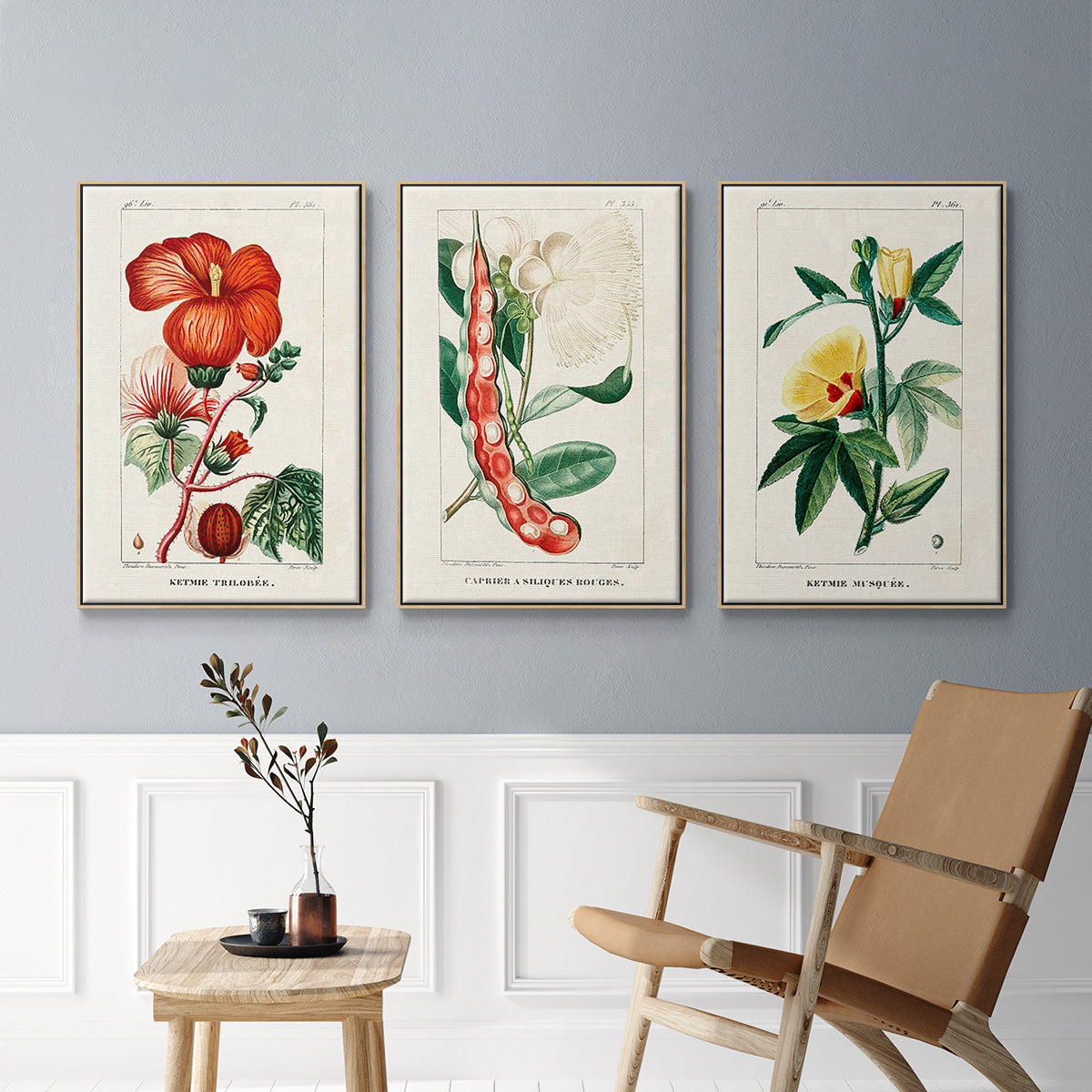 Turpin Tropical Botanicals VI - Framed Premium Gallery Wrapped Canvas L Frame 3 Piece Set - Ready to Hang