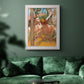 Impressionist ballet dancer composition by Edgar Degas in an ornate weathered white frame displayed in a dark-toned interior setting.