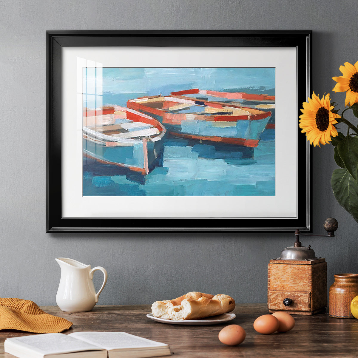 Primary Boats II Premium Framed Print - Ready to Hang