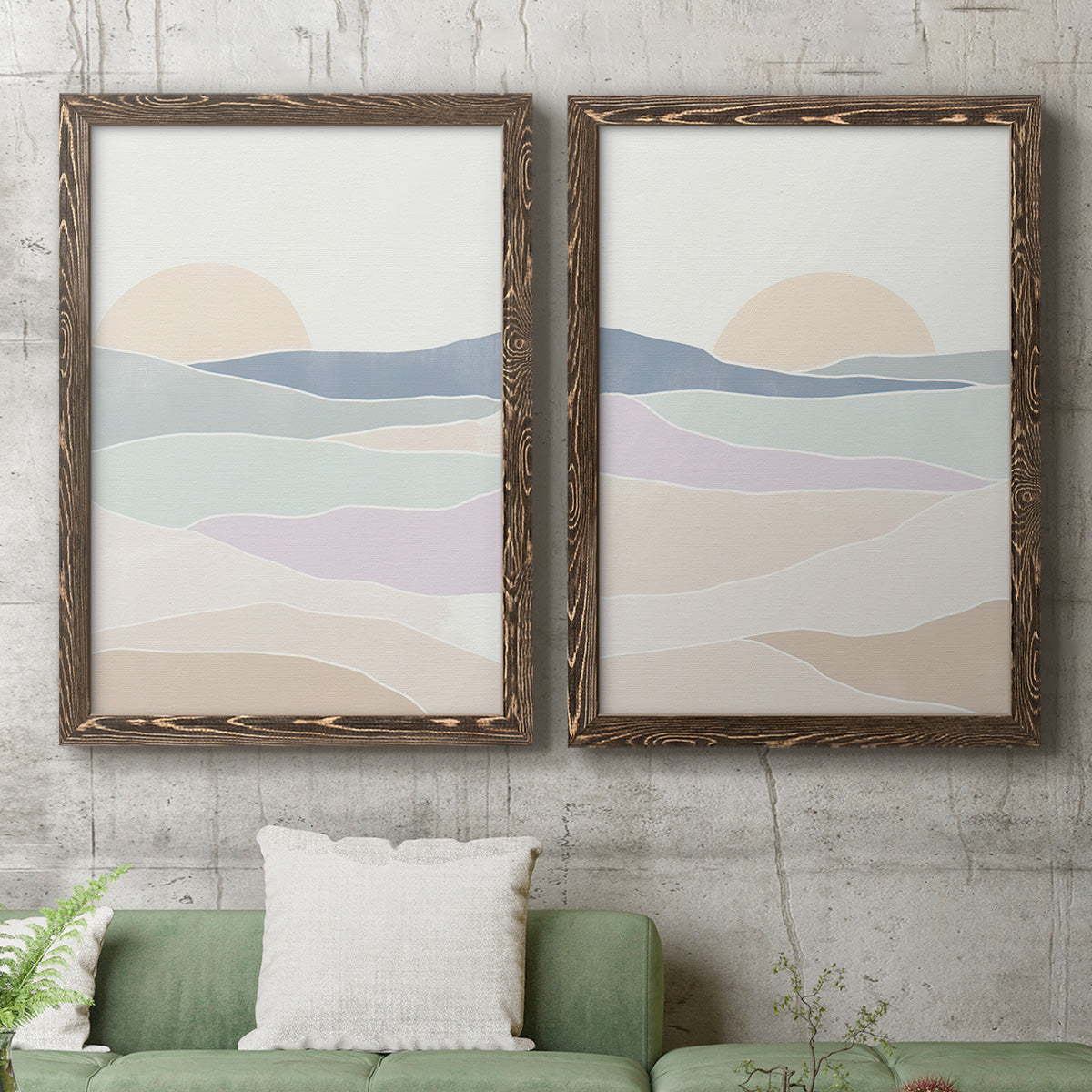 Wave Tableau I - Premium Framed Canvas 2 Piece Set - Ready to Hang