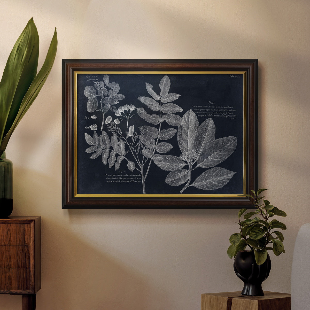 Foliage on Navy V Premium Framed Canvas- Ready to Hang