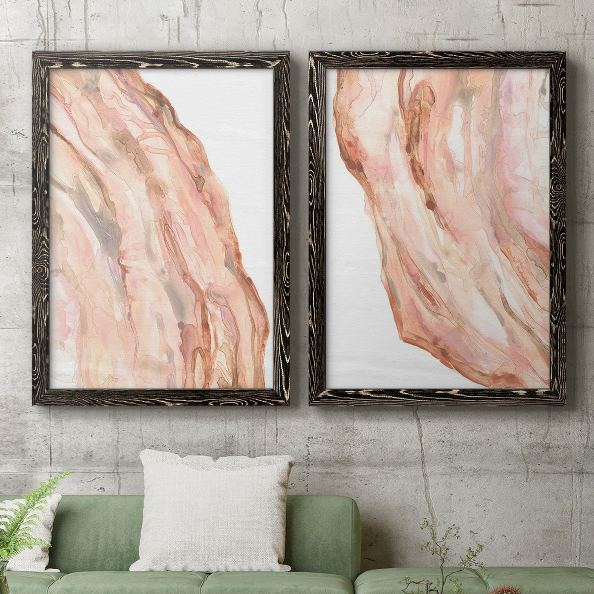 Rose Quartz I - Premium Framed Canvas 2 Piece Set - Ready to Hang