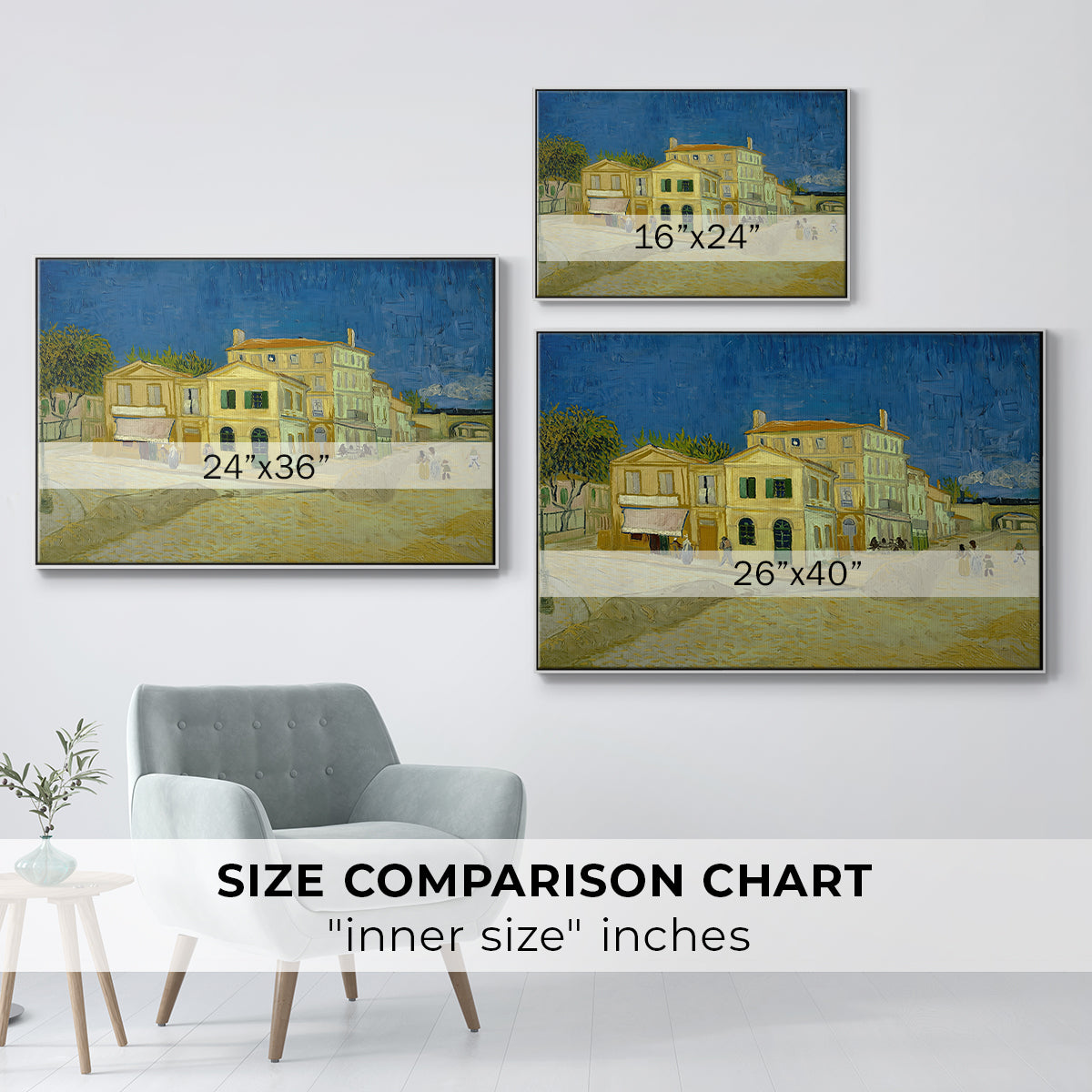 The Yellow House (The Street), 1888 - Floater Framed Canvas Print