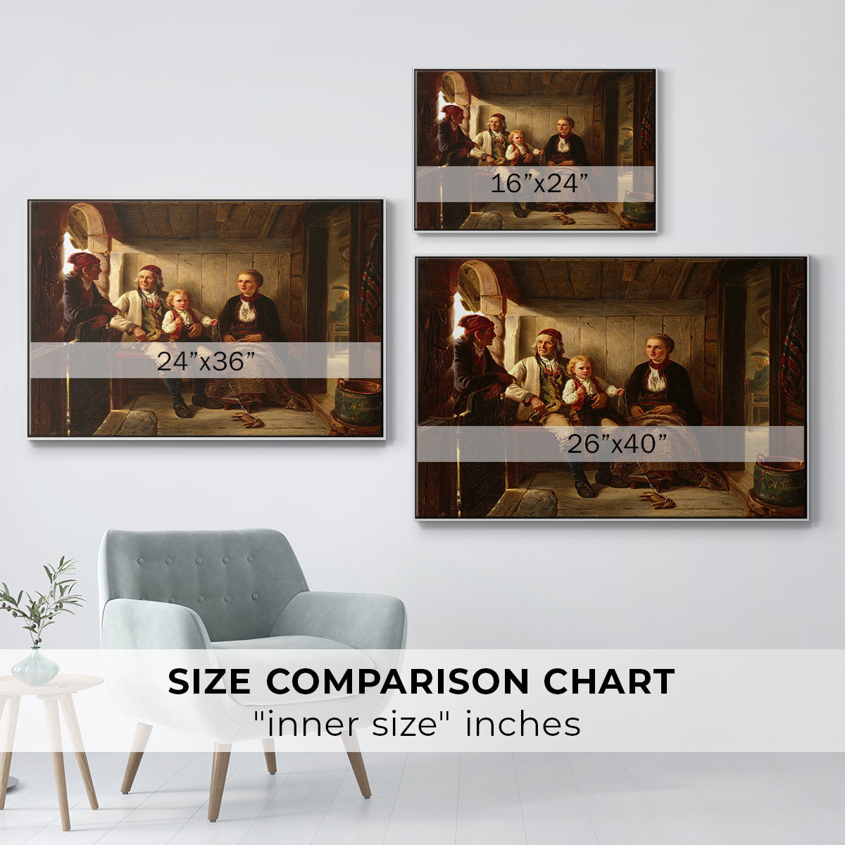 Neighbors (Naboer), 1855 - Floater Framed Canvas Print
