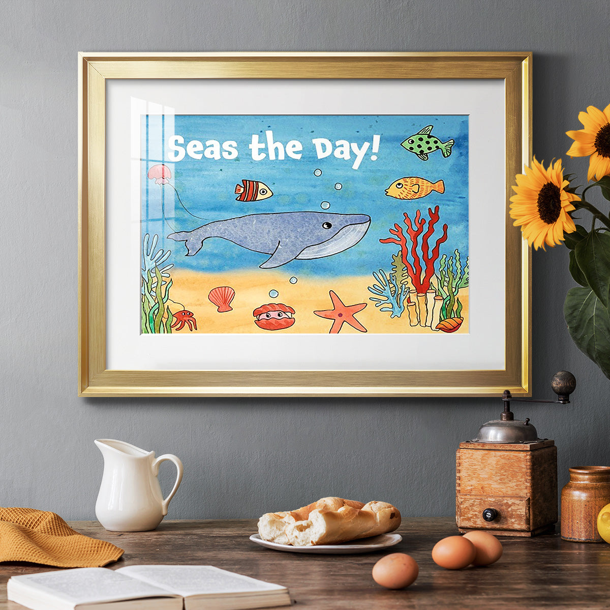 Cute Sea Creatures II - Modern Framed Art Print