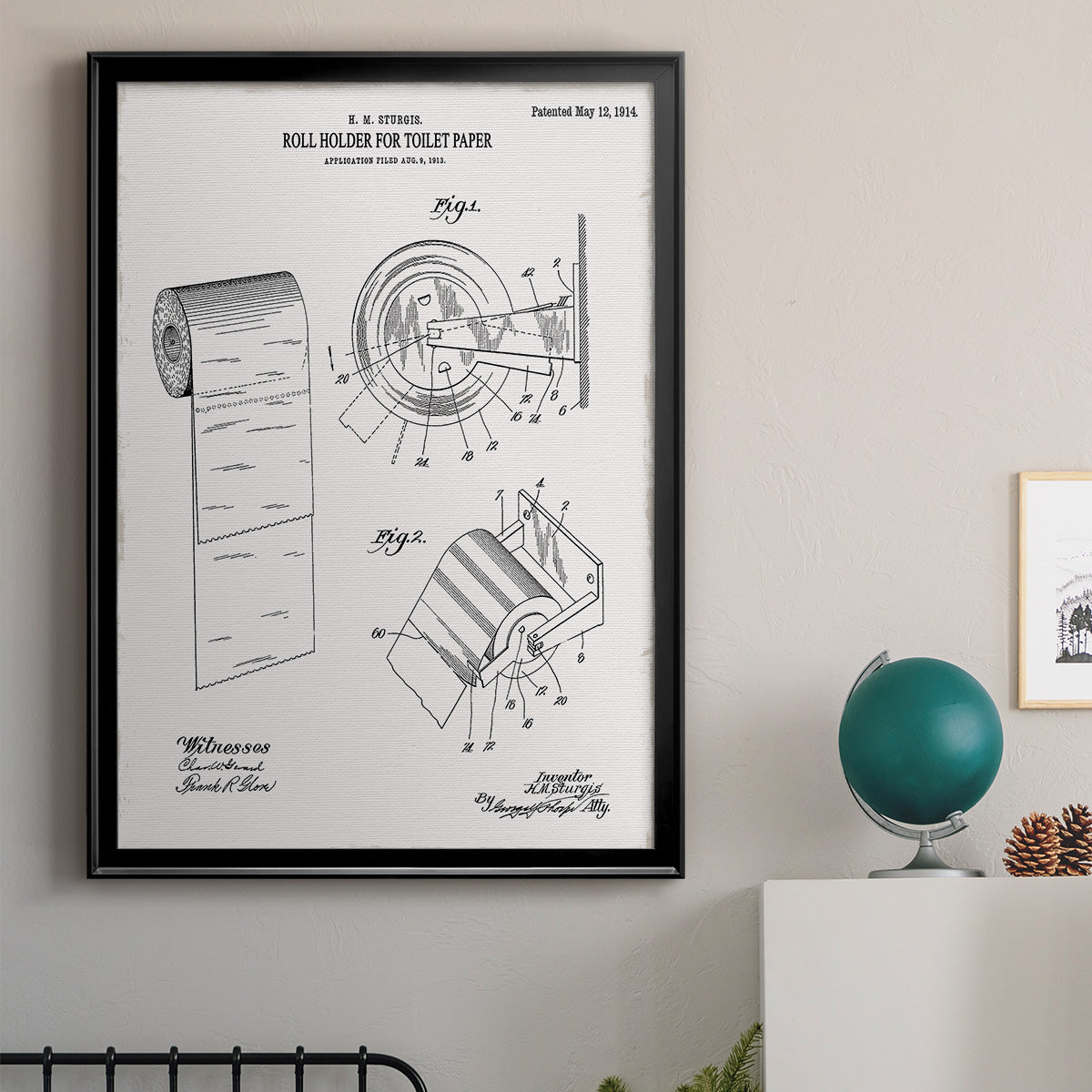 Toilet Paper Patent III - Modern Framed Canvas Print
