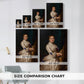 Size comparison chart for canvas art prints, showing multiple size options.