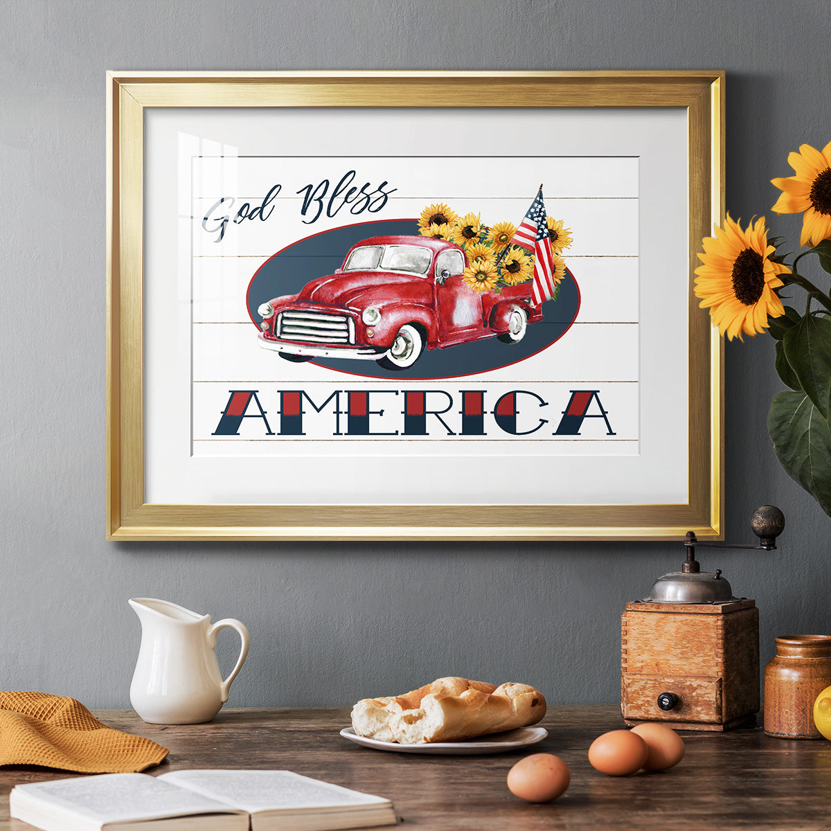 God Bless America Truck - Modern Framed Art Print