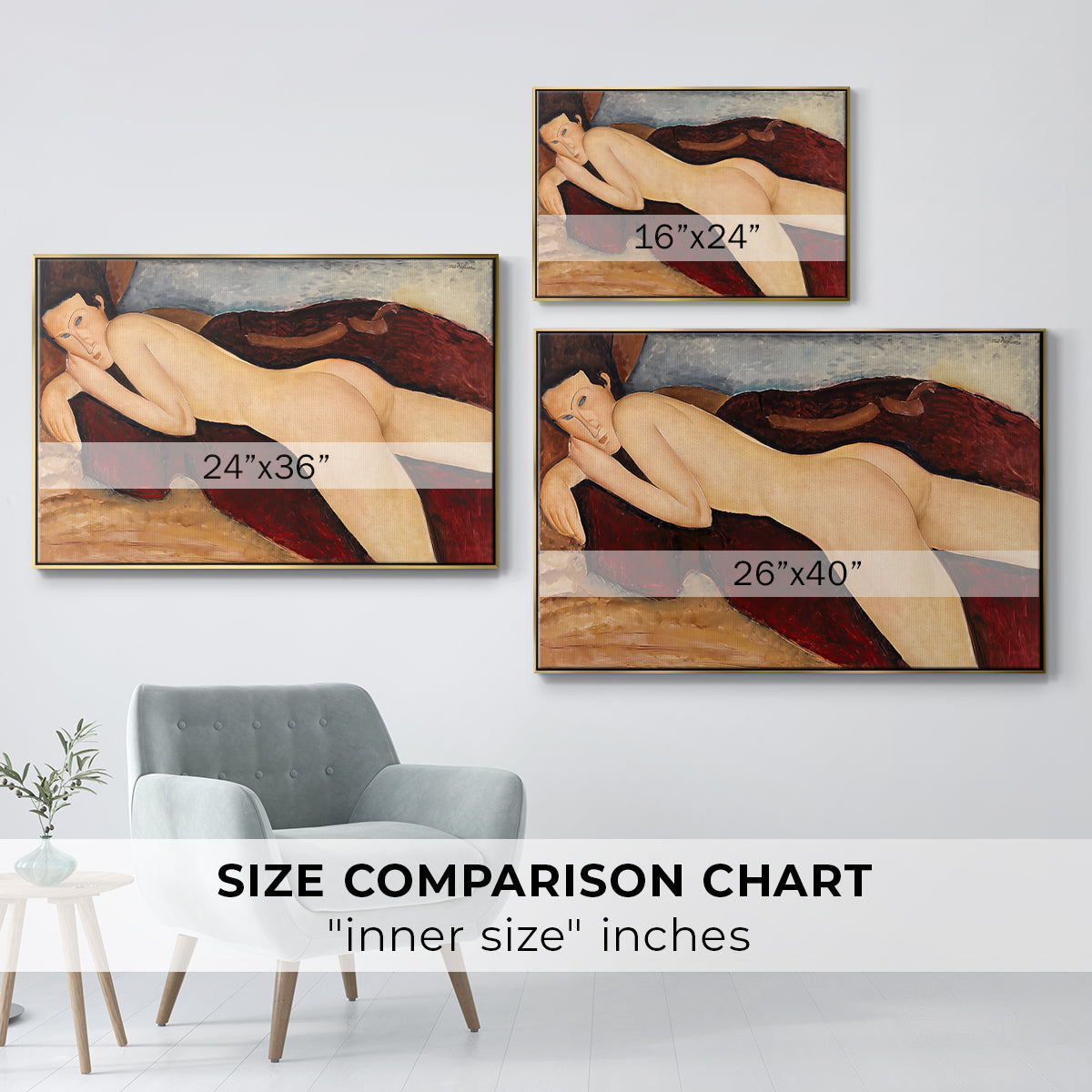Reclining Nude from the Back (Nu couché de dos), c. 1917 - Floater Framed Canvas Print