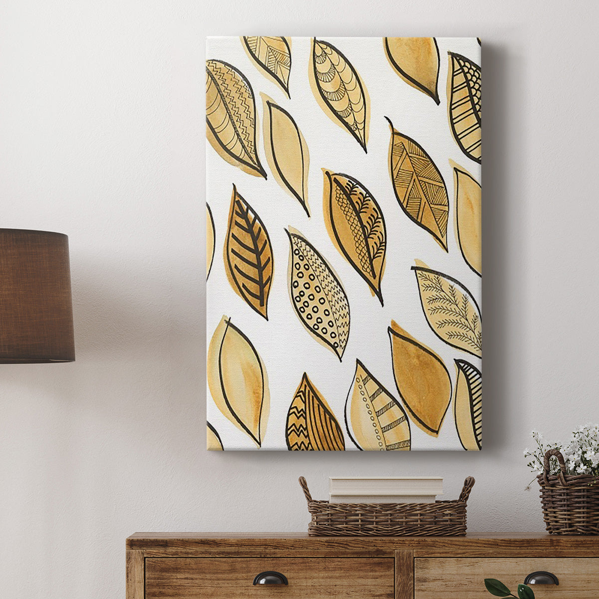 Patterned Leaf Shapes II - Canvas Art Print