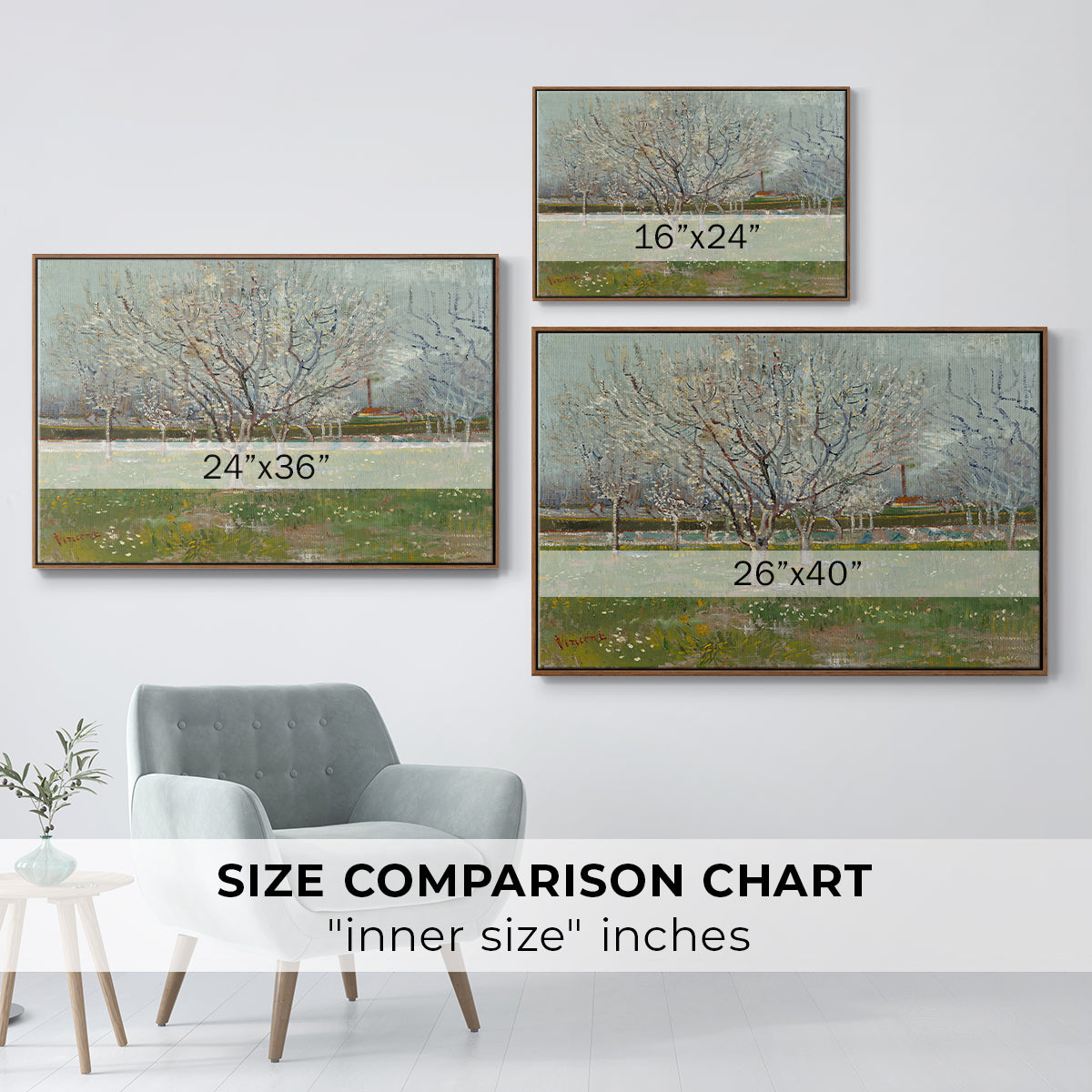 Orchard in Blossom (Plum Trees), 1888 - Floater Framed Canvas Print