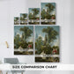 Size comparison chart for canvas art prints, showing multiple size options.