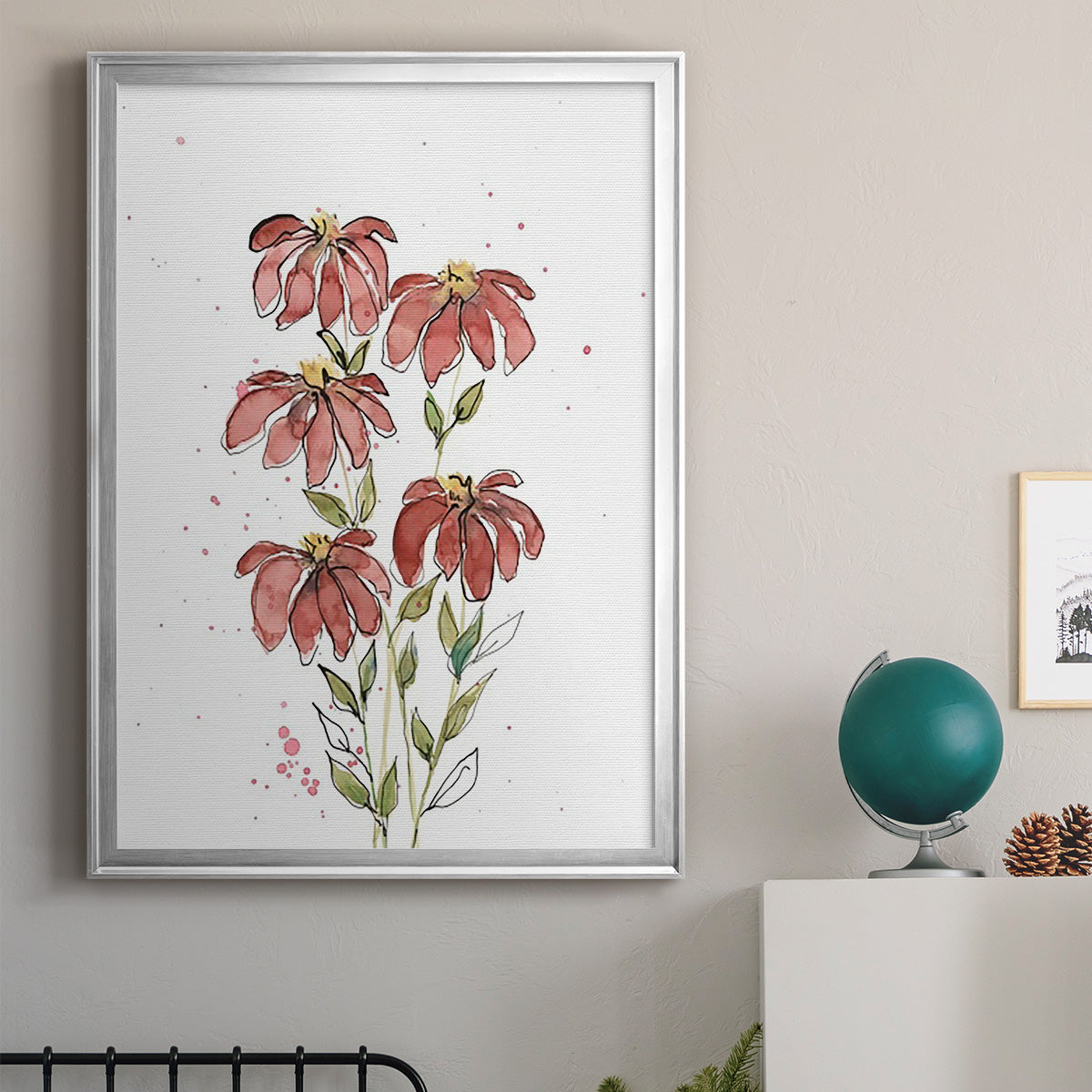 Watercolor Blooms II - Modern Framed Canvas Print