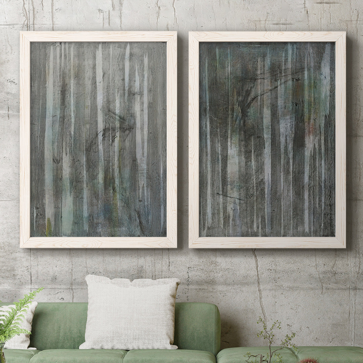 Birch Forest Abstracts I - Premium Framed Canvas 2 Piece Set - Ready to Hang