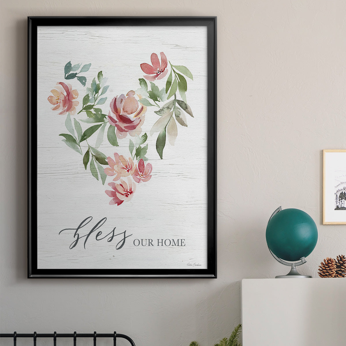 Paradise Floral Heart - Modern Framed Canvas Print
