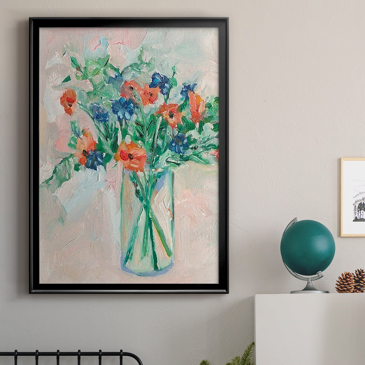 Painterly Soft Bouquet II - Modern Framed Canvas Print