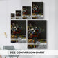 Size comparison chart for canvas art prints, showing multiple size options.