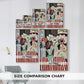 Size comparison chart for canvas art prints, showing multiple size options.