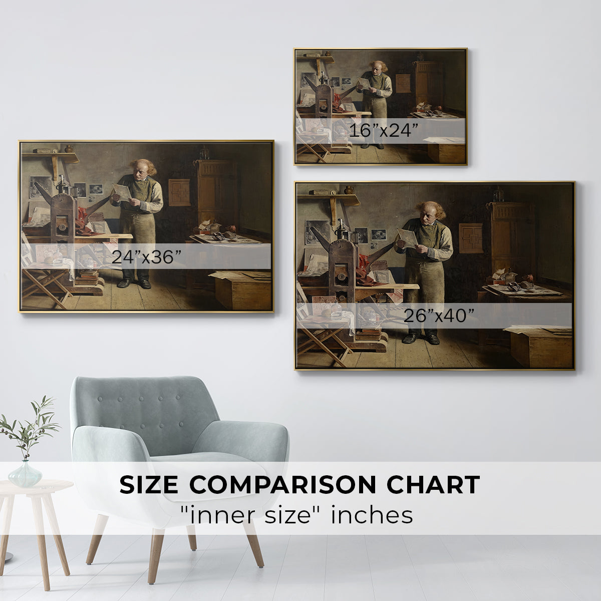 The Plate Printer, 1875 - Floater Framed Canvas Print