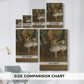 Size comparison chart for canvas art prints, showing multiple size options.