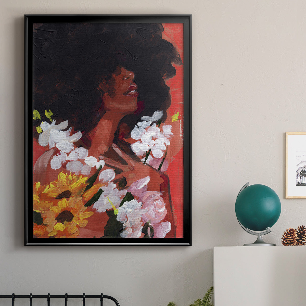 Through the Flowers II - Modern Framed Canvas Print