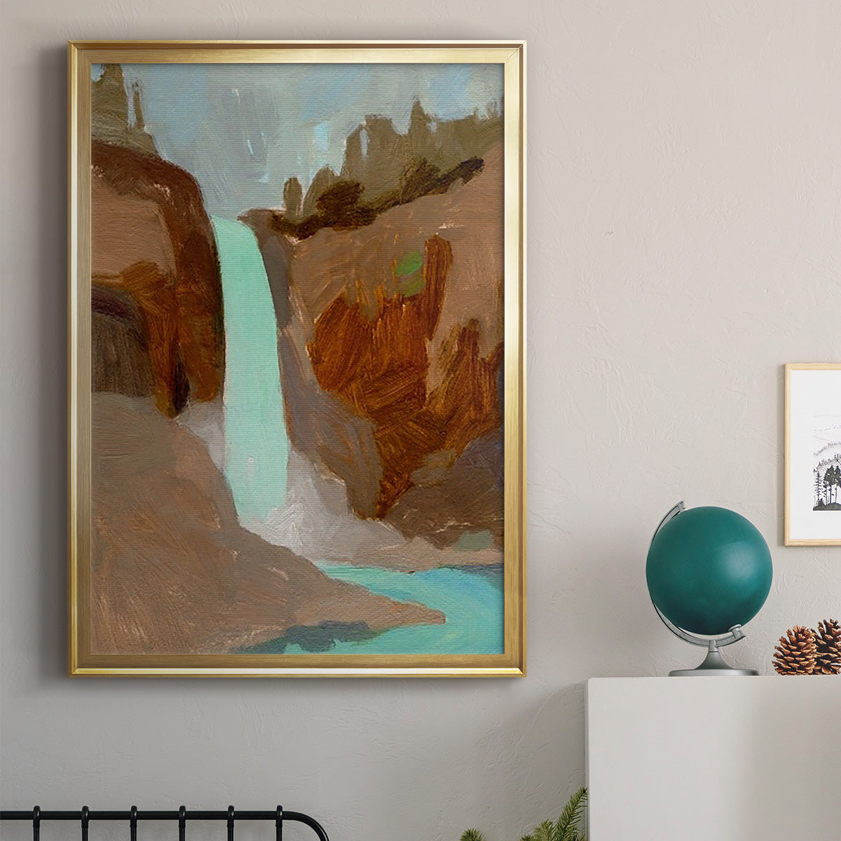 Turquoise Falls I - Modern Framed Canvas Print