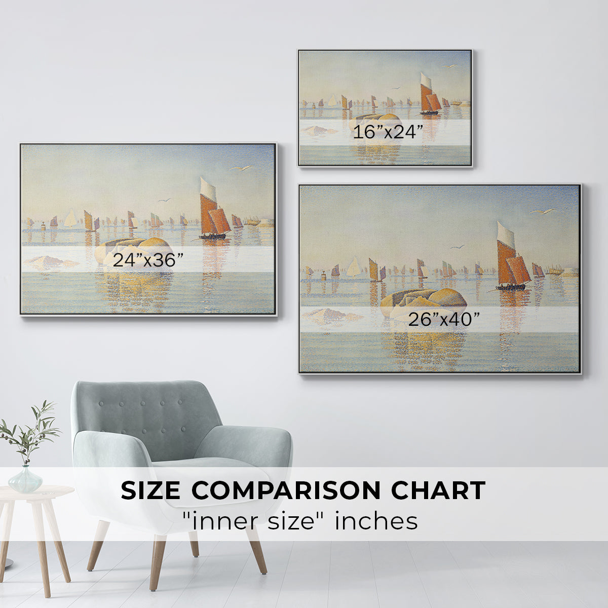 Concarneau, Quiet Morning, Opus 219, 1891 - Floater Framed Canvas Print
