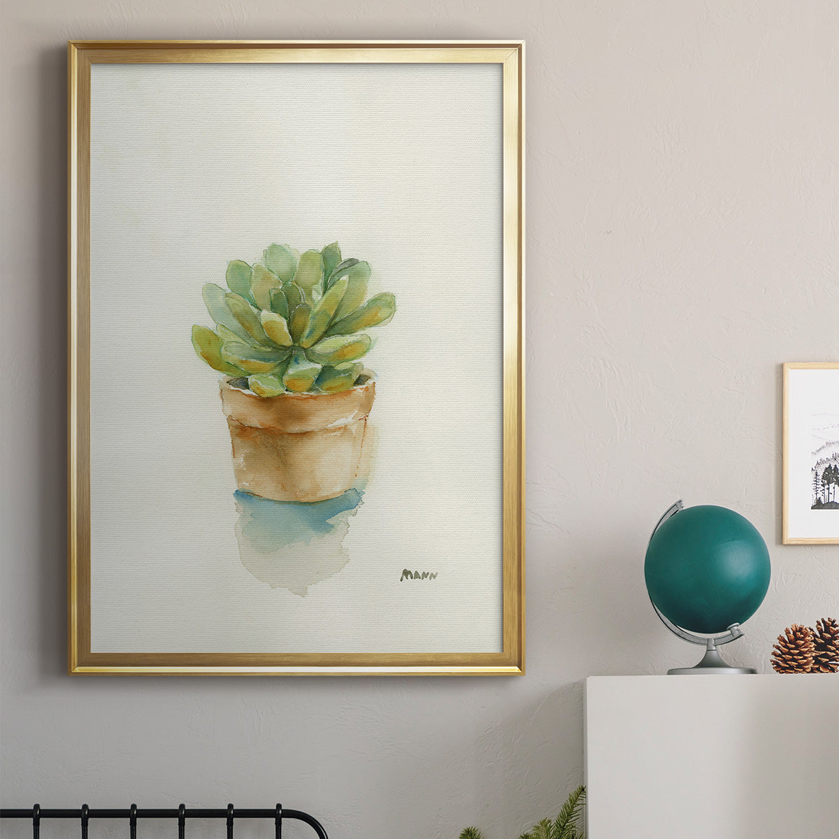 Succulent II - Modern Framed Canvas Print