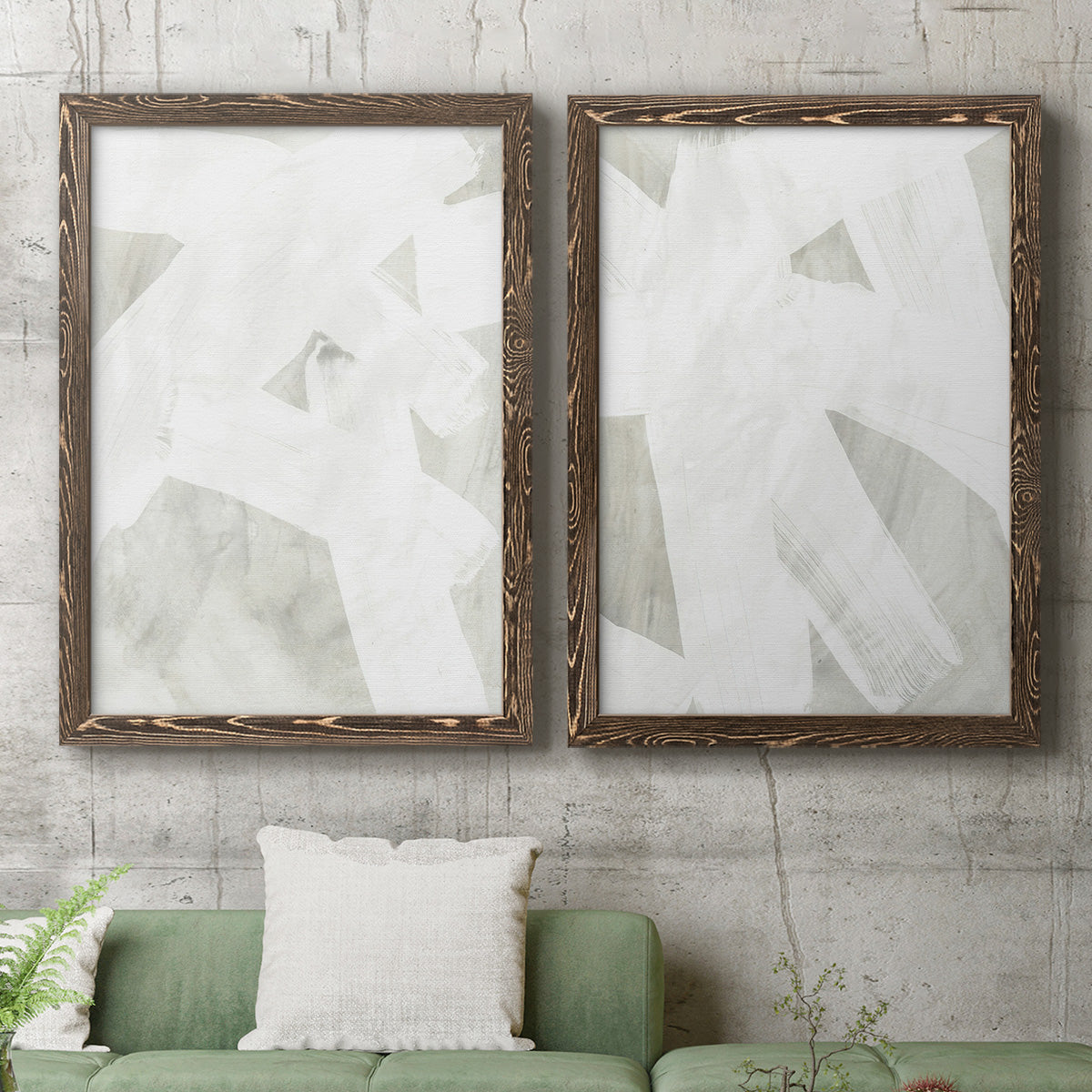 Stone Brush I - Premium Framed Canvas 2 Piece Set - Ready to Hang