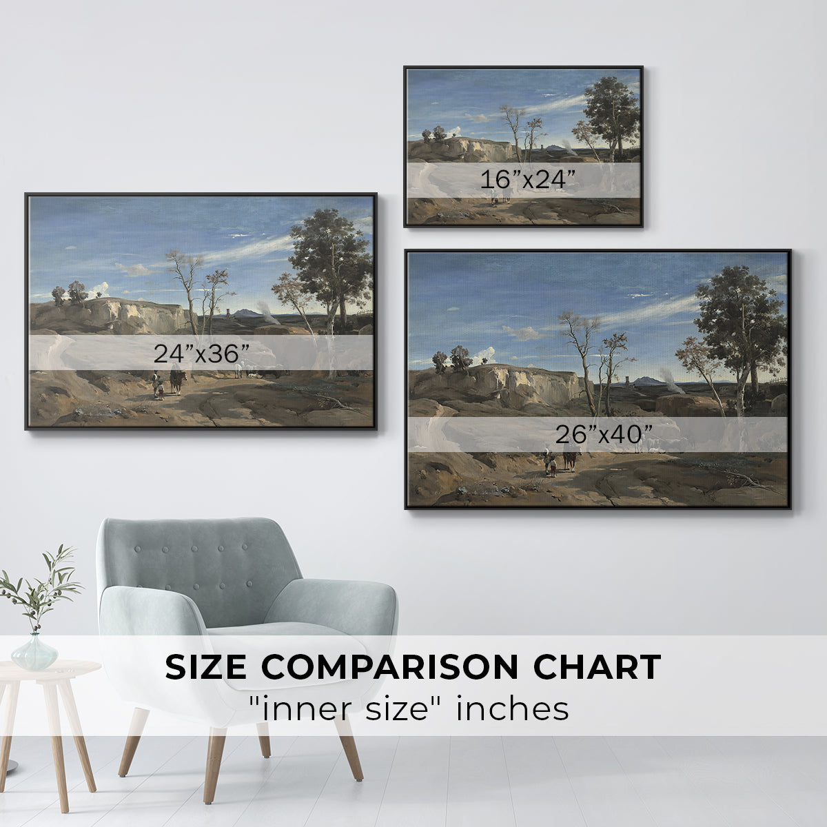 La Cervara, the Roman Campagna, c. 1830-1831 - Floater Framed Canvas Print