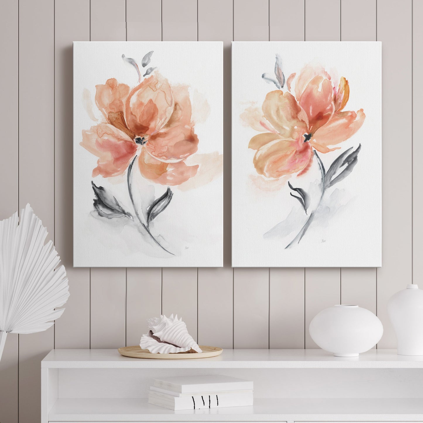 Soft Sensation I Premium Gallery Wrapped Canvas - Ready to Hang - Set of 2 - 8 x 12 Each