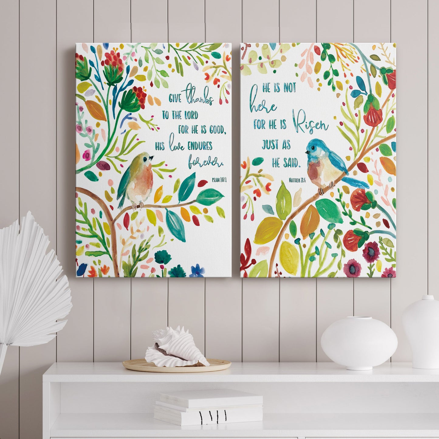 Give Thanks Premium Gallery Wrapped Canvas - Ready to Hang - Set of 2 - 8 x 12 Each