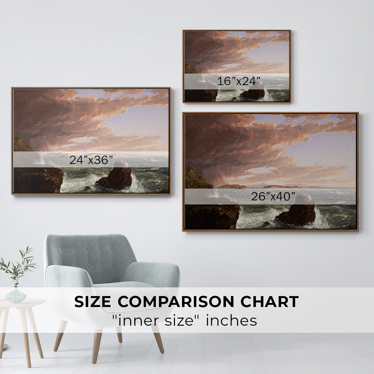 Views Across Frenchman's Bay from Mt. Desert Island, After a Squall, 1845 - Floater Framed Canvas Print