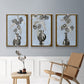 Graphic Flowers in Vase I - Framed Premium Gallery Wrapped Canvas L Frame 3 Piece Set - Ready to Hang