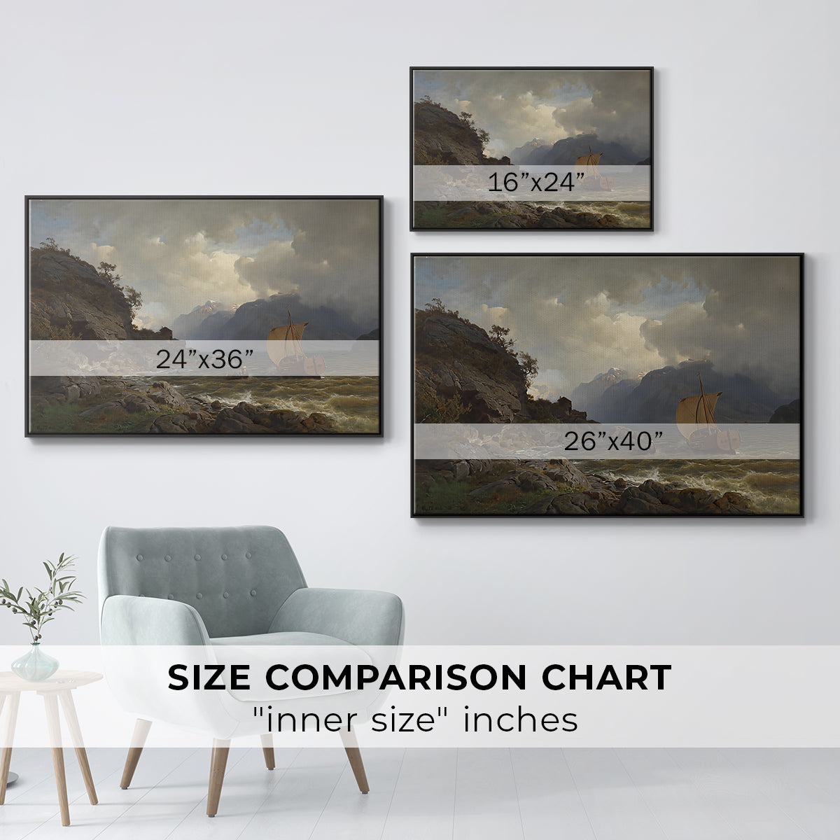 From the Western Coast of Norway, 1862 - Floater Framed Canvas Print