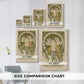 Size comparison chart for canvas art prints, showing multiple size options.