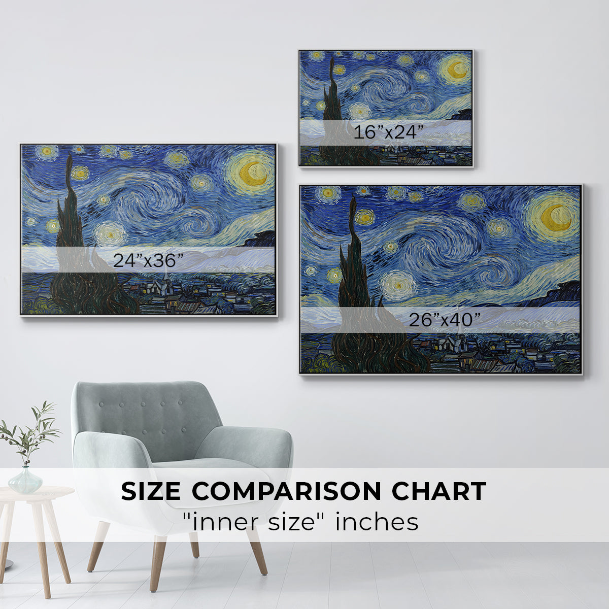 The Starry Night, 1889 - Floater Framed Canvas Print