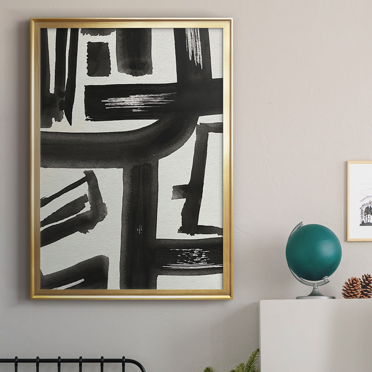 Inkwell Intersect II - Modern Framed Canvas Print