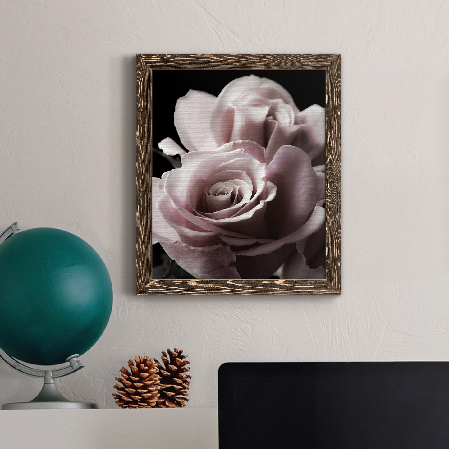 Rose Noir II - Premium Canvas Framed in Barnwood - Ready to Hang