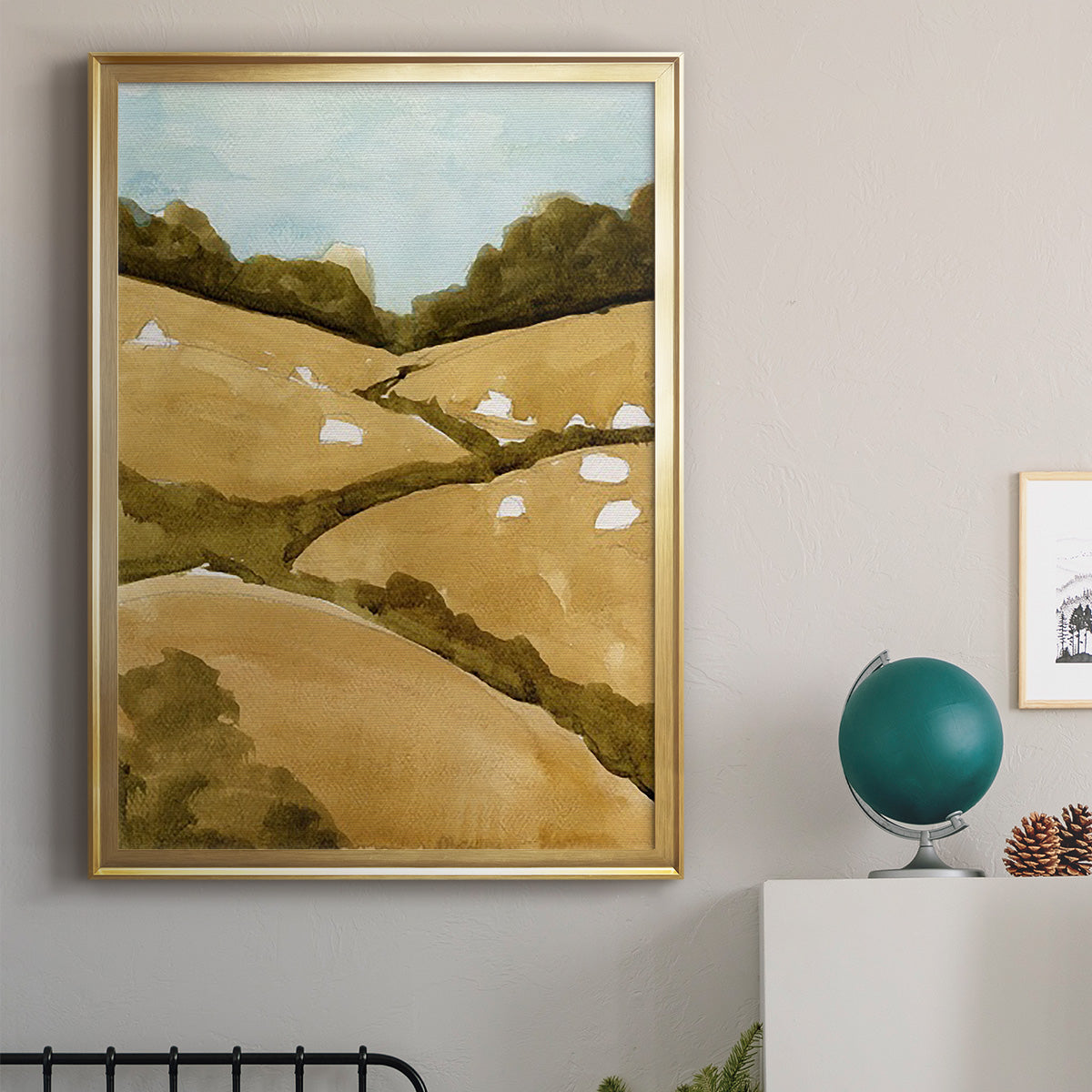 Scattered Sheep I - Modern Framed Canvas Print