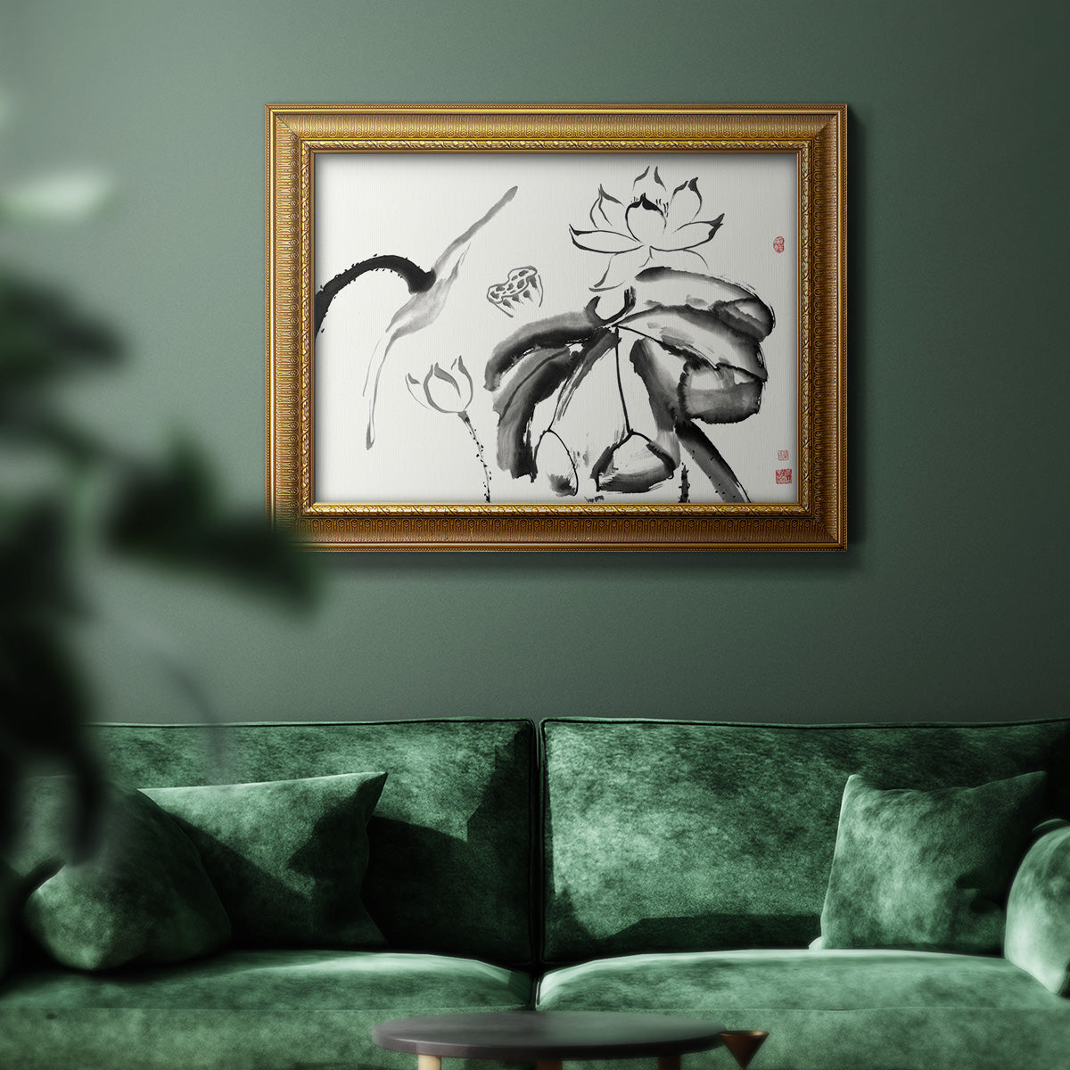 Lotus Study III Premium Framed Canvas- Ready to Hang